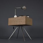 Comodino in rovere fango con cassetto inciso — foto 1